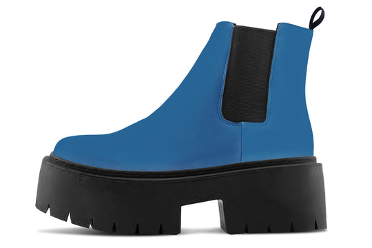 Cobalt Blue Platform Chelsea Boots