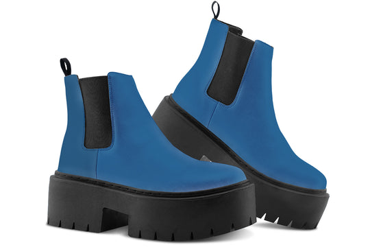 Cobalt Blue Platform Chelsea Boots