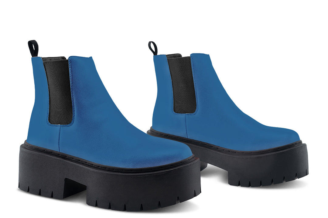 Cobalt Blue Platform Chelsea Boots