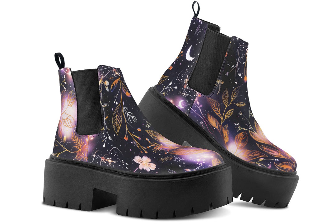 Cosmic Petals Platform Chelsea Boots