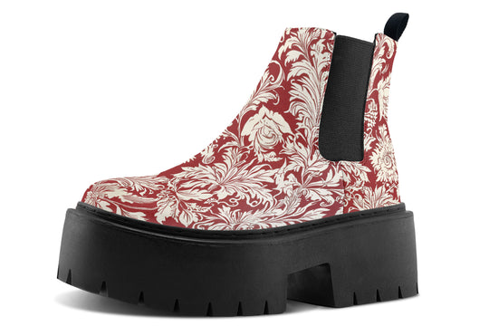 Crimson Old Glory Platform Chelsea Boots