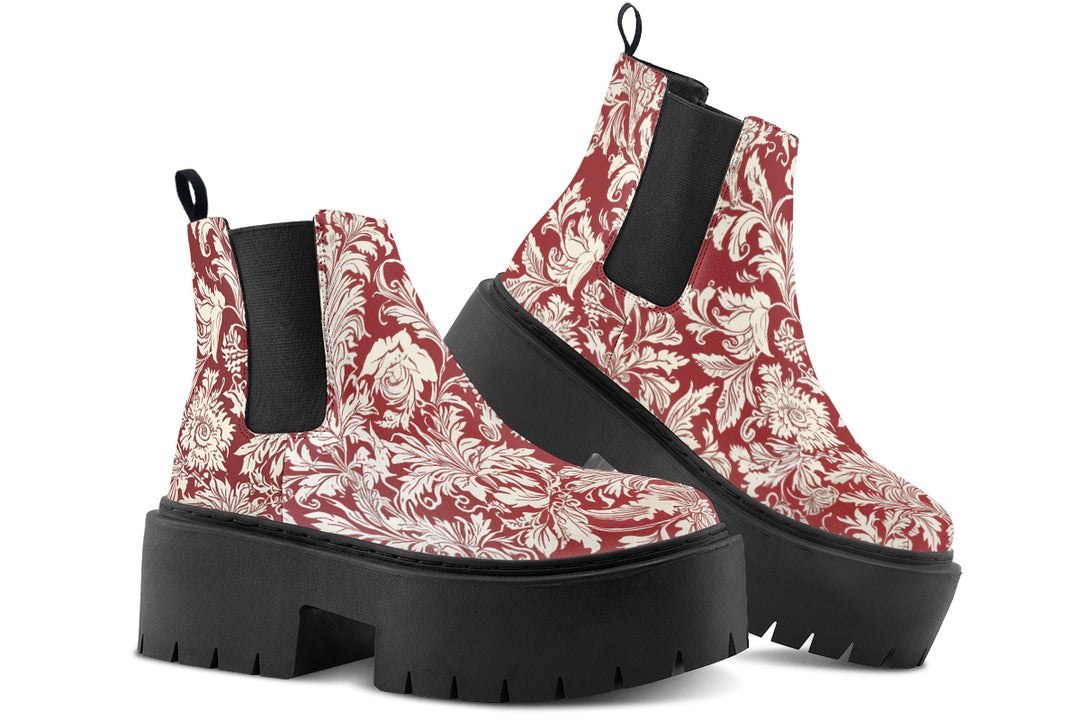 Crimson Old Glory Platform Chelsea Boots