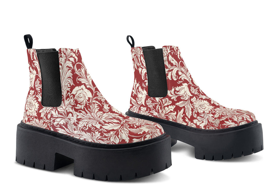 Crimson Old Glory Platform Chelsea Boots