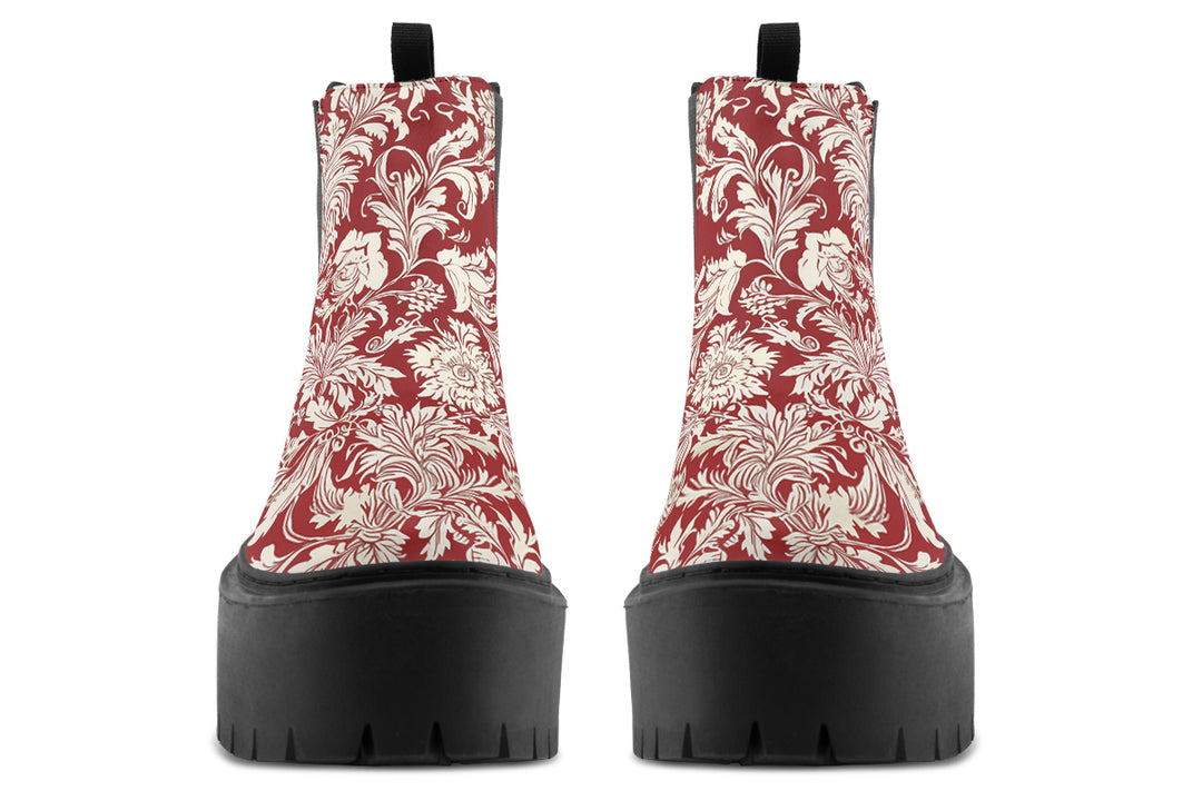 Crimson Old Glory Platform Chelsea Boots
