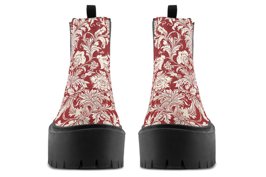 Crimson Old Glory Platform Chelsea Boots