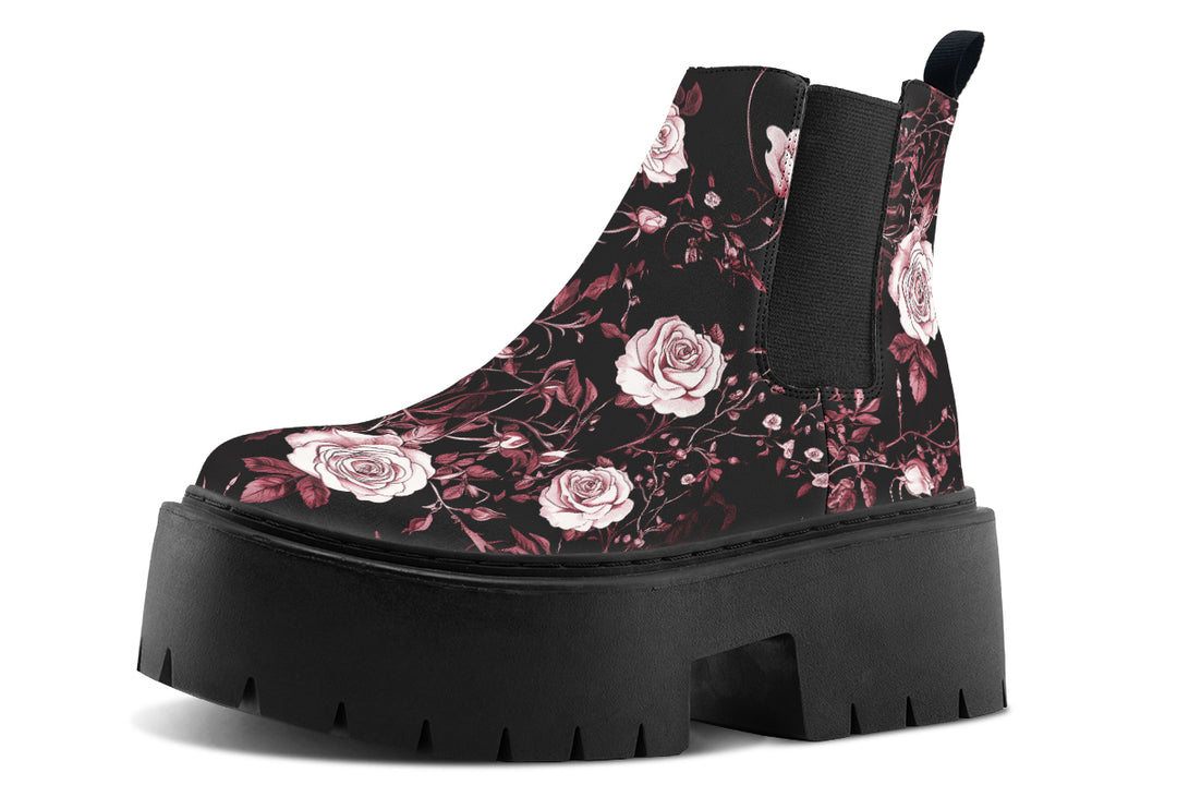 Crimson Rose Romance Platform Chelsea Boots