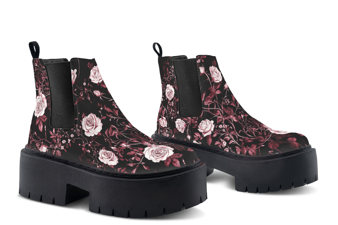 Crimson Rose Romance Platform Chelsea Boots