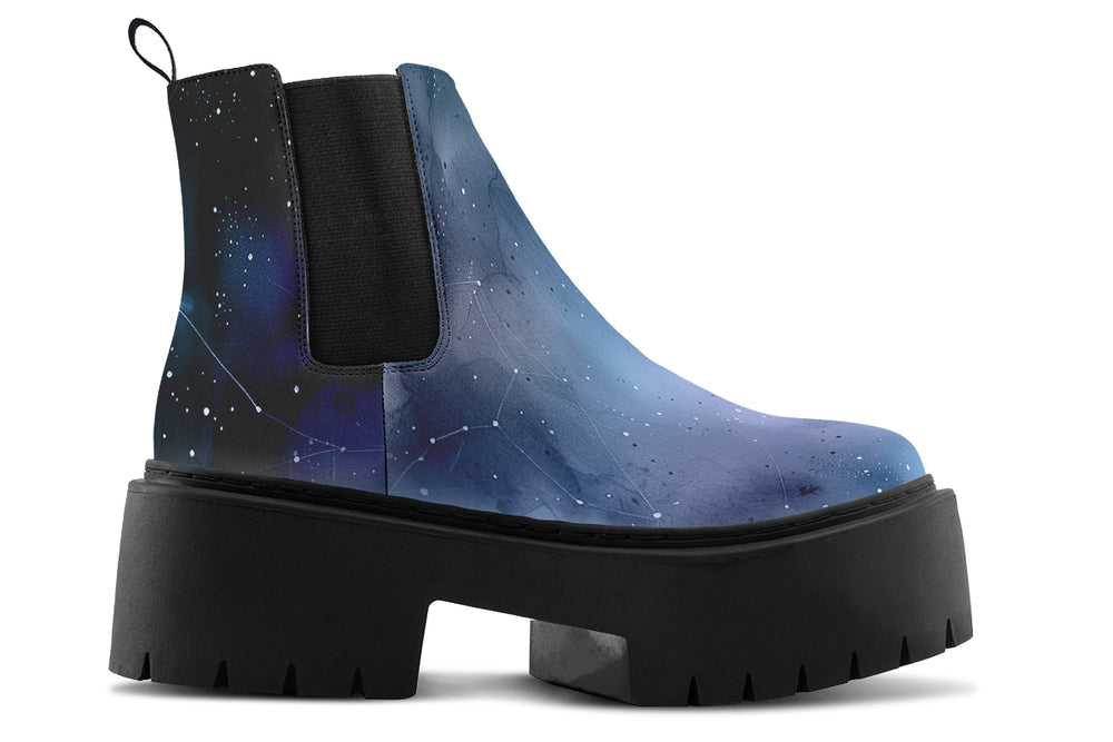 Deep Blue Platform Chelsea Boots