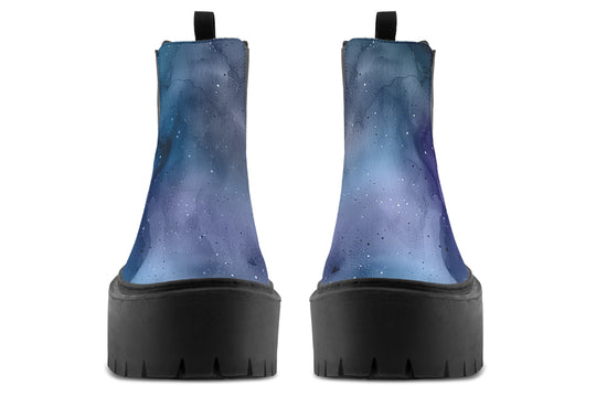 Deep Blue Platform Chelsea Boots