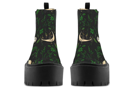 Emerald Moonlit Botanica Platform Chelsea Boots
