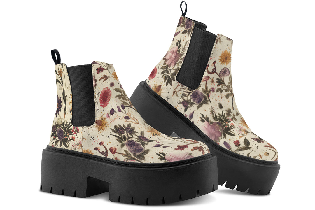 Enchanted Blossoms Platform Chelsea Boots