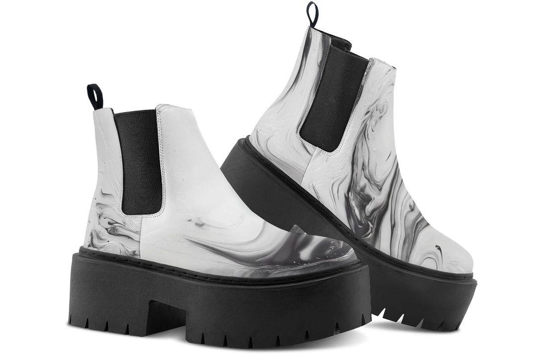 Frosted Marble Platform Chelsea Boots