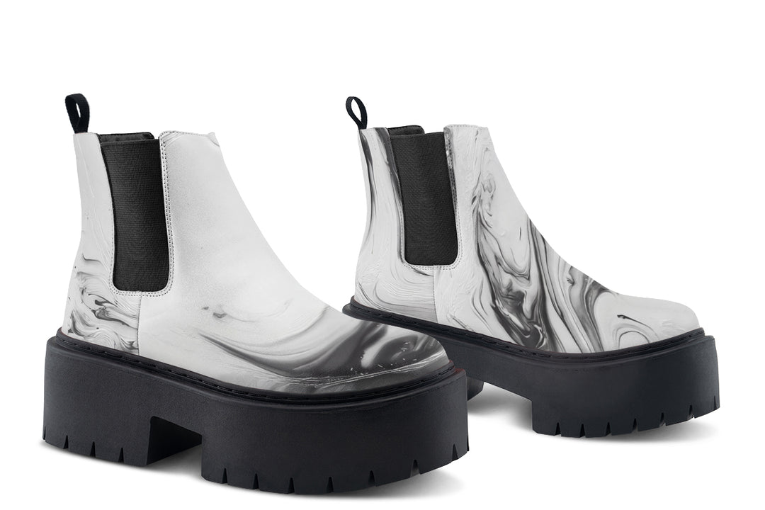 Frosted Marble Platform Chelsea Boots