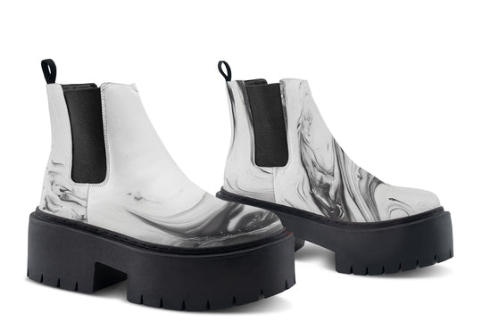 Frosted Marble Platform Chelsea Boots