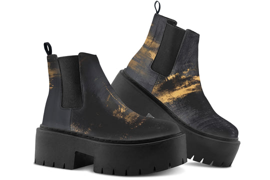 Gilded Obsidian Platform Chelsea Boots