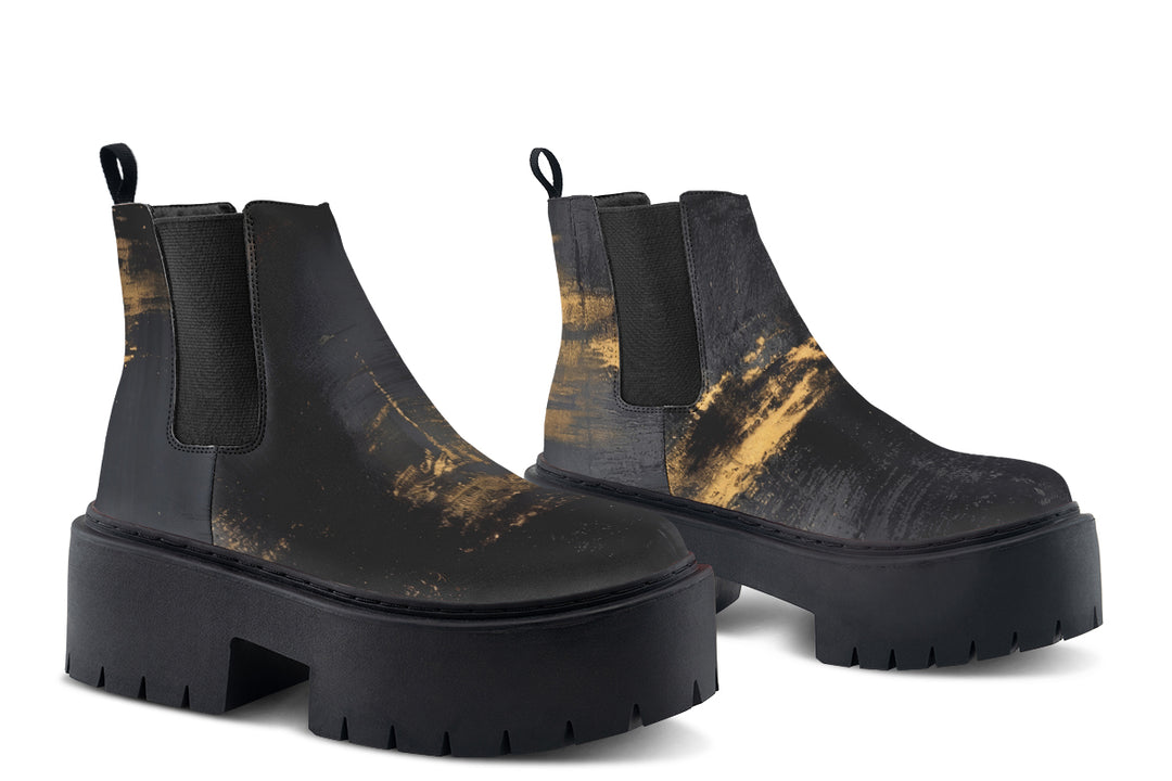 Gilded Obsidian Platform Chelsea Boots