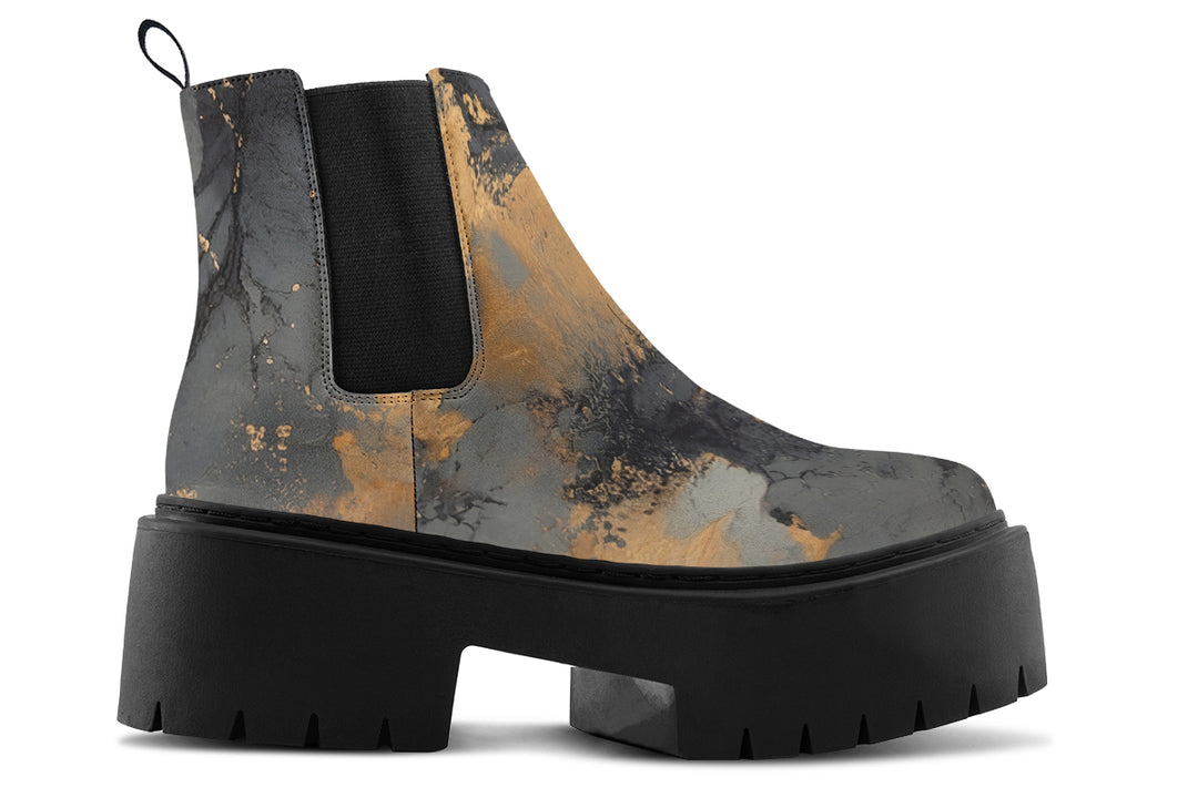 Golden Ochre Platform Chelsea Boots