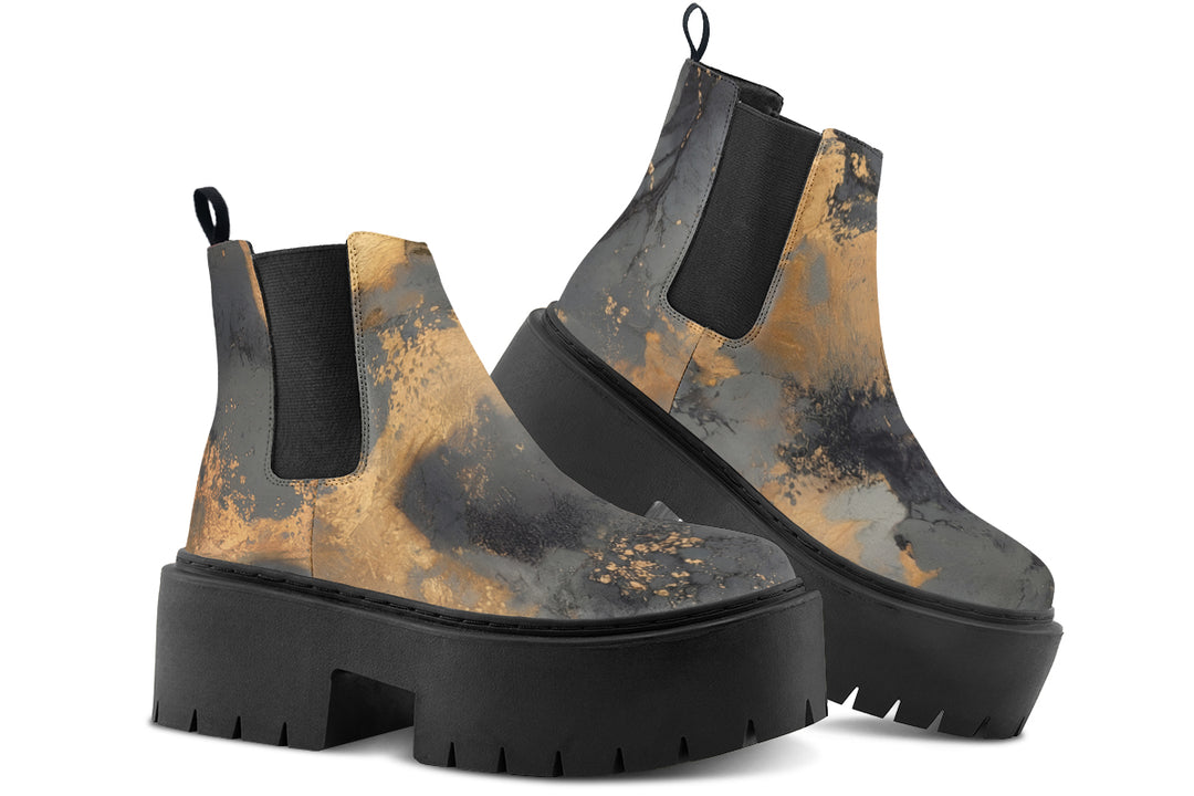 Golden Ochre Platform Chelsea Boots