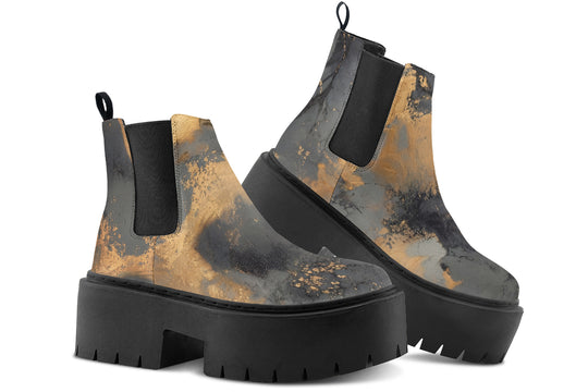 Golden Ochre Platform Chelsea Boots