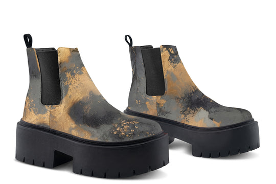 Golden Ochre Platform Chelsea Boots