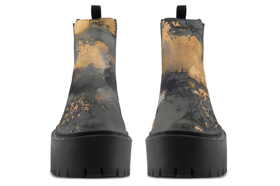 Golden Ochre Platform Chelsea Boots