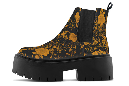 Golden Rose Romance Platform Chelsea Boots
