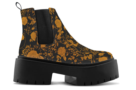 Golden Rose Romance Platform Chelsea Boots