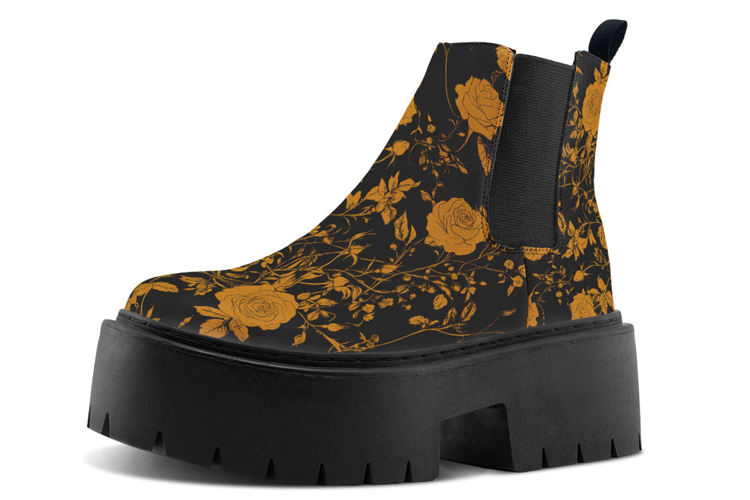 Golden Rose Romance Platform Chelsea Boots