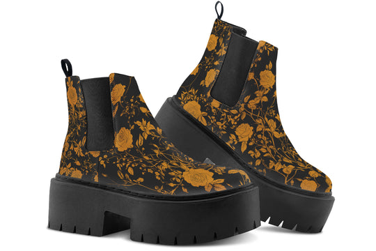 Golden Rose Romance Platform Chelsea Boots