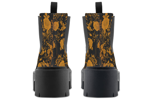 Golden Rose Romance Platform Chelsea Boots