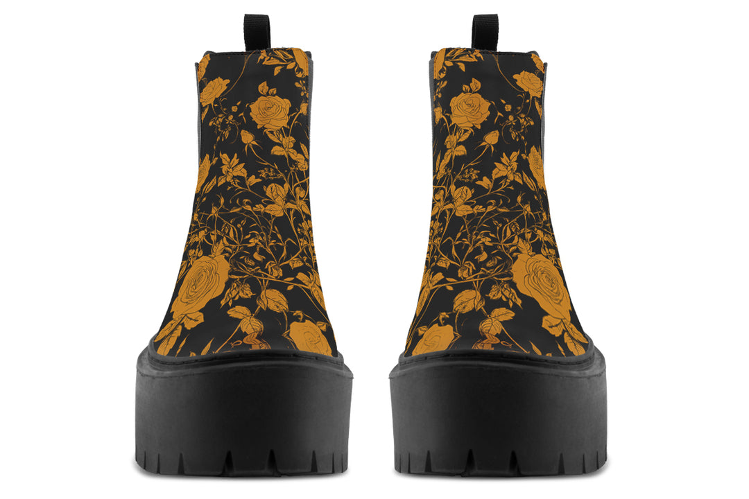 Golden Rose Romance Platform Chelsea Boots