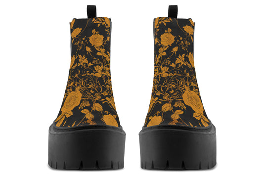 Golden Rose Romance Platform Chelsea Boots