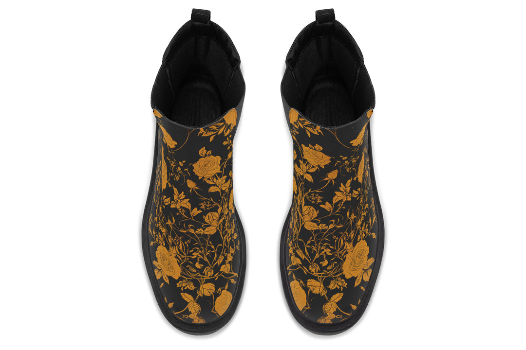 Golden Rose Romance Platform Chelsea Boots