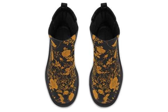 Golden Rose Romance Platform Chelsea Boots