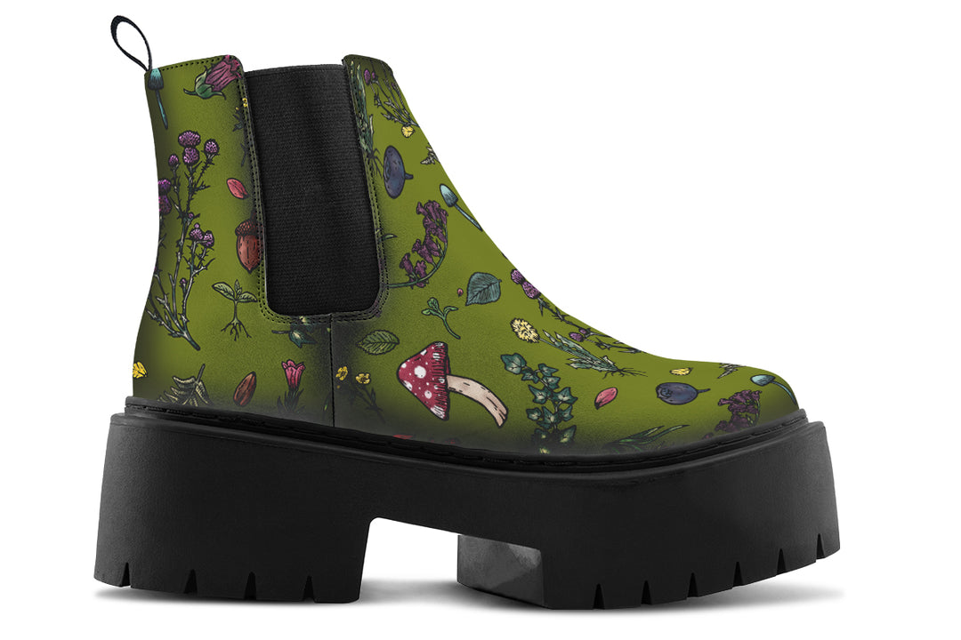 Green Herbology Platform Chelsea Boots