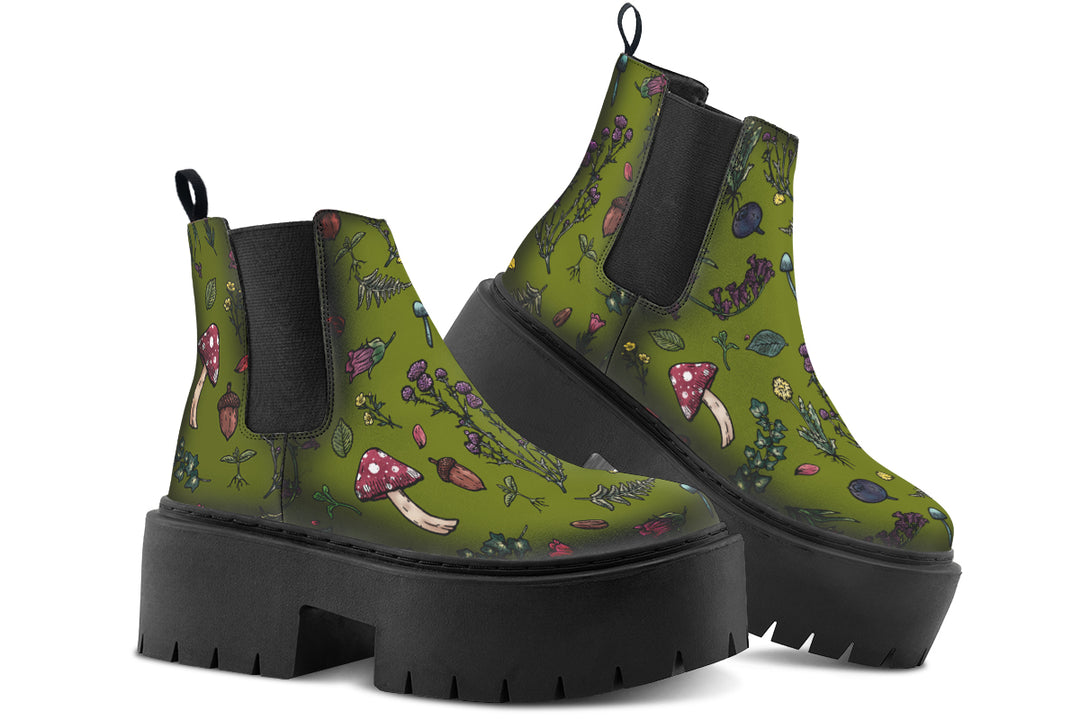 Green Herbology Platform Chelsea Boots