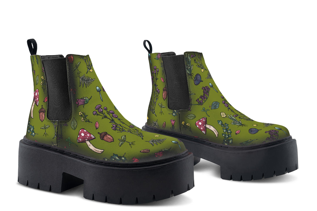 Green Herbology Platform Chelsea Boots