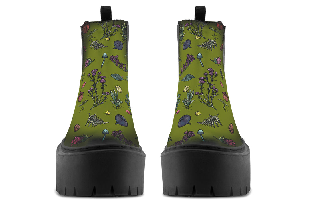 Green Herbology Platform Chelsea Boots