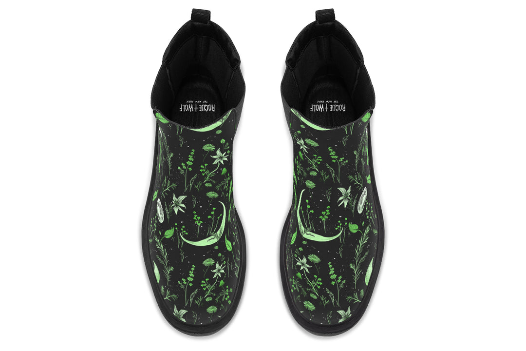 Green Moonlit Botanica Platform Chelsea Boots