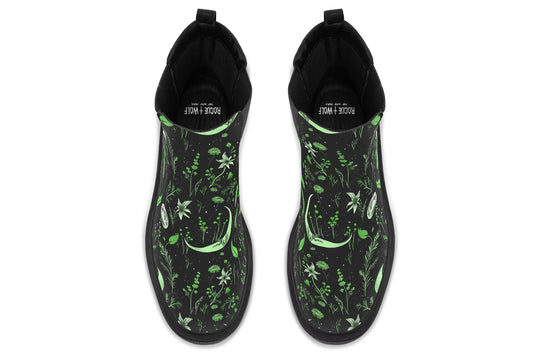 Green Moonlit Botanica Platform Chelsea Boots