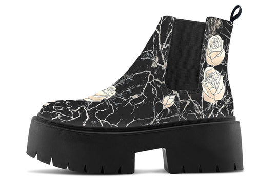 Ivory Kintsugi Rose Platform Chelsea Boots