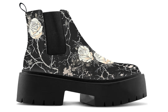 Ivory Kintsugi Rose Platform Chelsea Boots