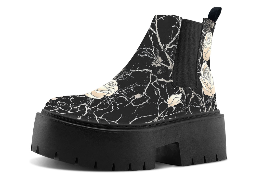 Ivory Kintsugi Rose Platform Chelsea Boots