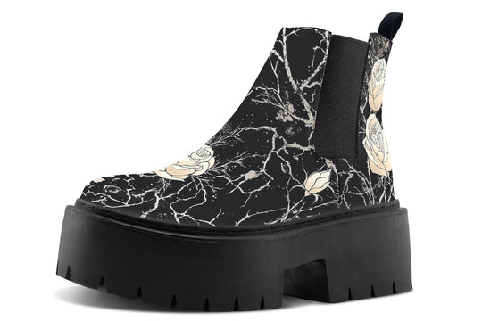 Ivory Kintsugi Rose Platform Chelsea Boots