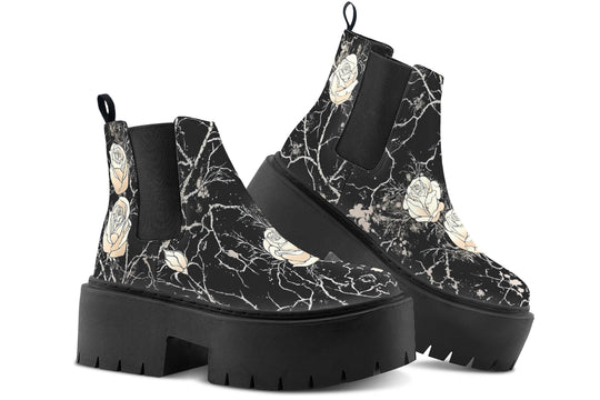 Ivory Kintsugi Rose Platform Chelsea Boots