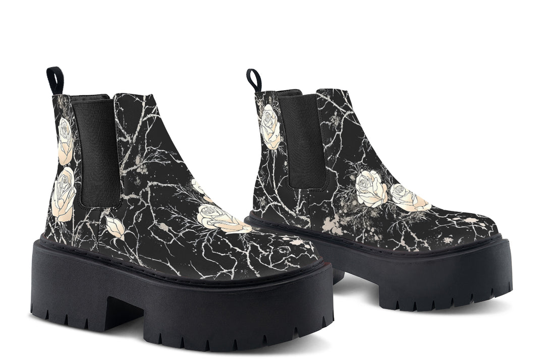 Ivory Kintsugi Rose Platform Chelsea Boots
