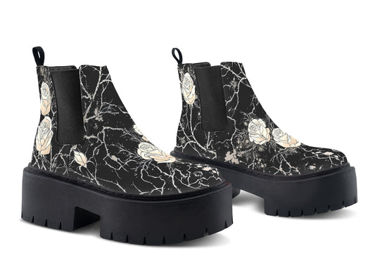 Ivory Kintsugi Rose Platform Chelsea Boots