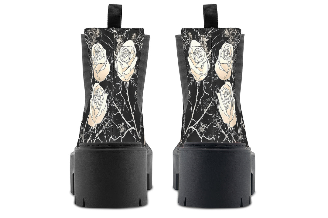 Ivory Kintsugi Rose Platform Chelsea Boots