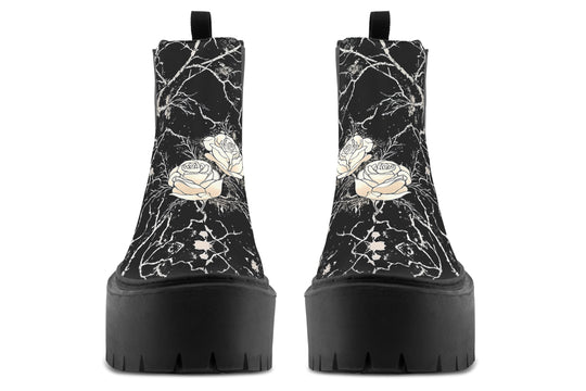 Ivory Kintsugi Rose Platform Chelsea Boots
