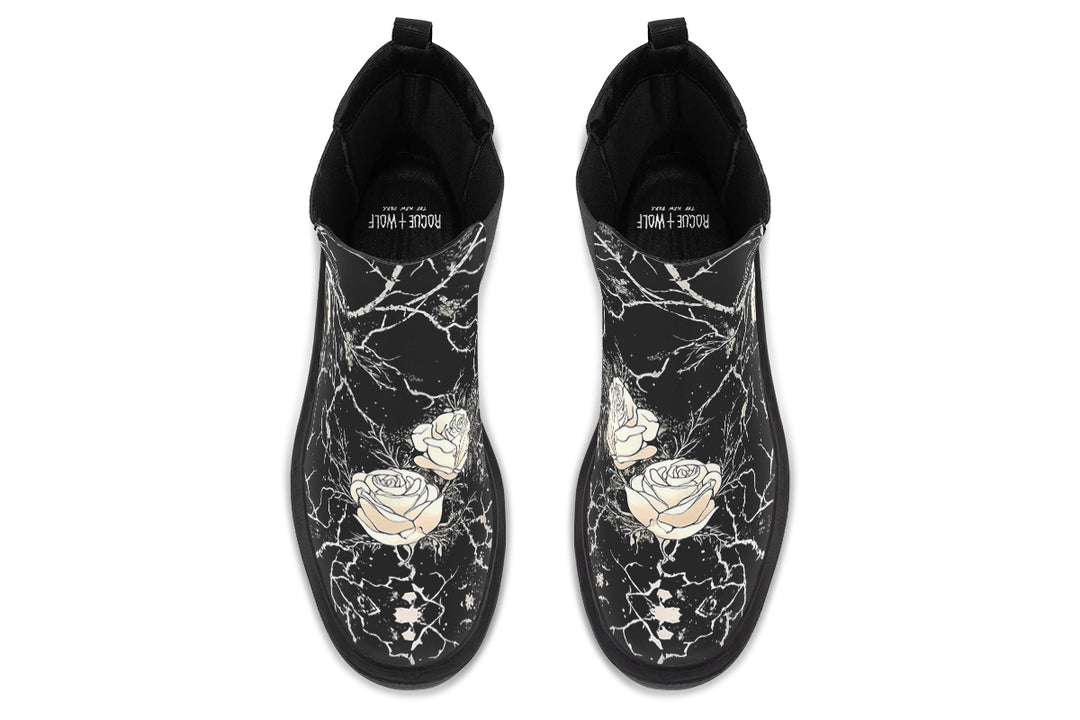 Ivory Kintsugi Rose Platform Chelsea Boots